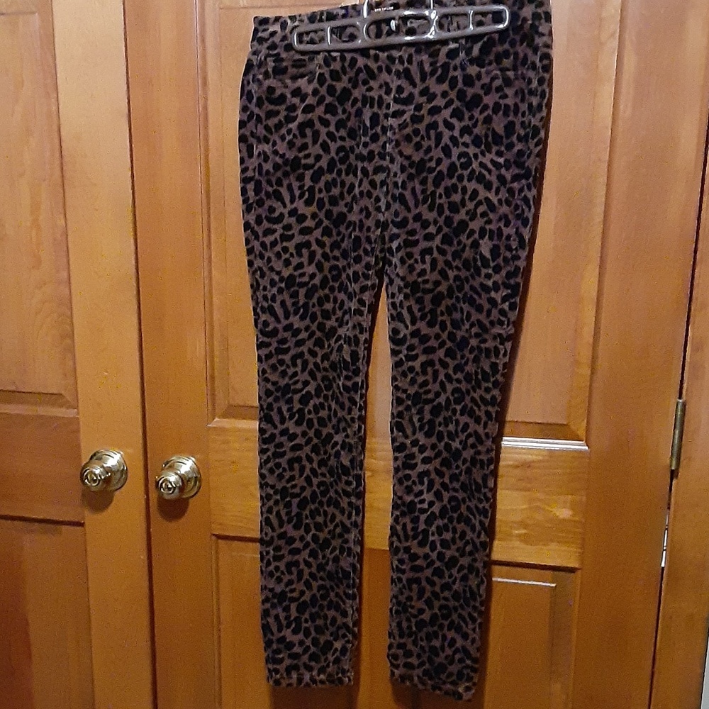 Ann Taylor Loft Leopard Print Super Skinny Suede Pants
